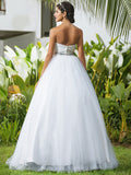 Gorgeous Ball Gown Wedding Dress Sweetheart Tulle Sleeveless Bridal Gowns Open Back On Sale