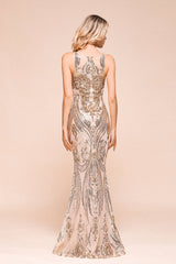 Gorgeous Champagne Sequins Mermaid Prom Dress | Long Evening Gowns