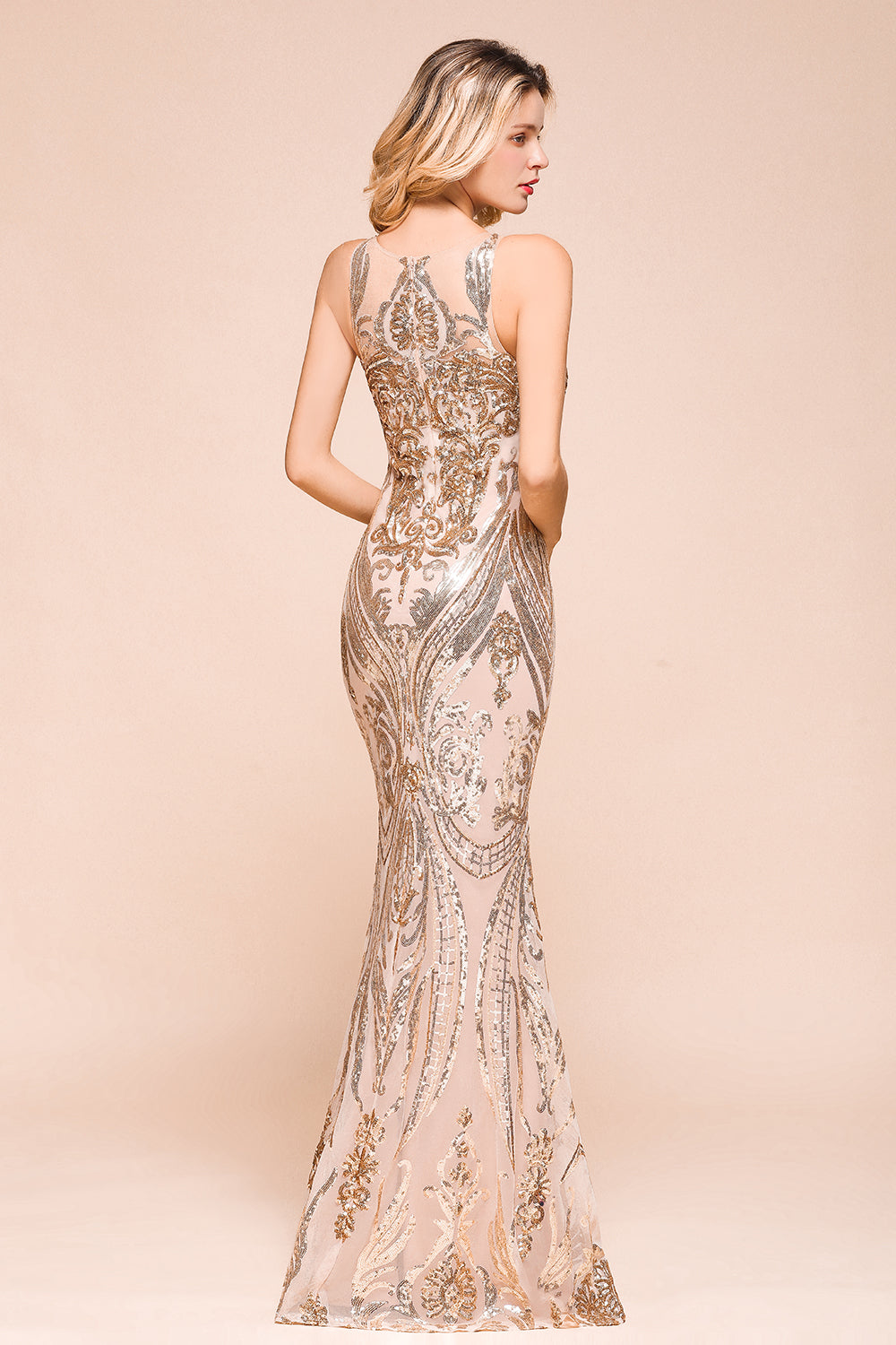 Gorgeous Champagne Sequins Mermaid Prom Dress | Long Evening Gowns