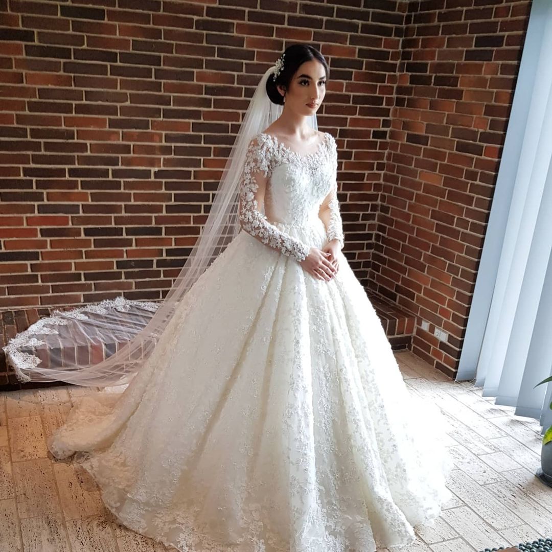 Gorgeous Floral Lace Long Sleeves Bridal Dresses Wedding Dress Aline for Bride | Suzhoufashion Gorgeous Floral Lace Long Sleeves Bridal Dresses Wedding Dress Aline for Bride | Suzhoufashion