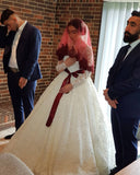 Gorgeous Floral Lace Long Sleeves Bridal Dresses Wedding Dress Aline for Bride