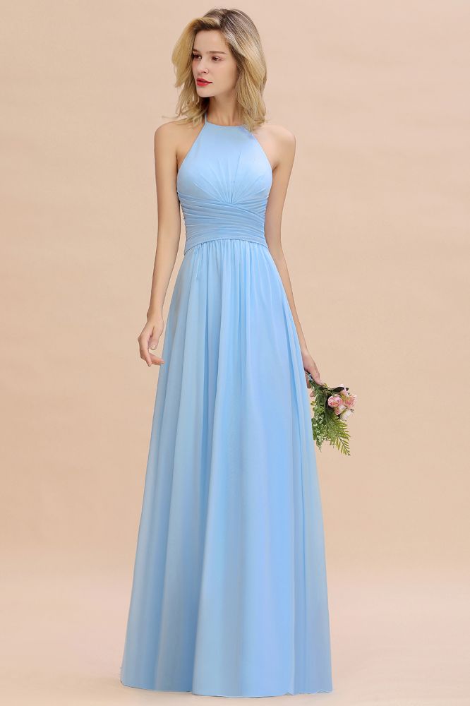 Gorgeous Halter Backless Beach Bridesmaid Dress Chiffon Garden Wedding Party Dress