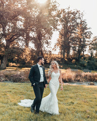 Gorgeous Jewel Tulle Sleeveless Appliques Mermaid Wedding Dresses Long