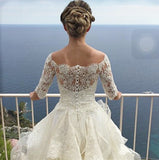 Gorgeous Lace Half Sleeve Wedding Dresses Ruffles Organza Bridal Dresses