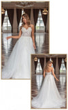 Gorgeous Long A-line V-neck Tulle Sleeveless Bridal Gowns With Lace