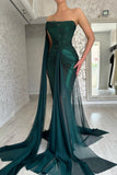 Gorgeous Long Dark Green Mermaid Sleeveless Prom Dresses With Split