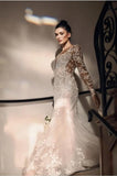 Gorgeous Long Mermaid Lace Bridal Gowns With Long Sleeves