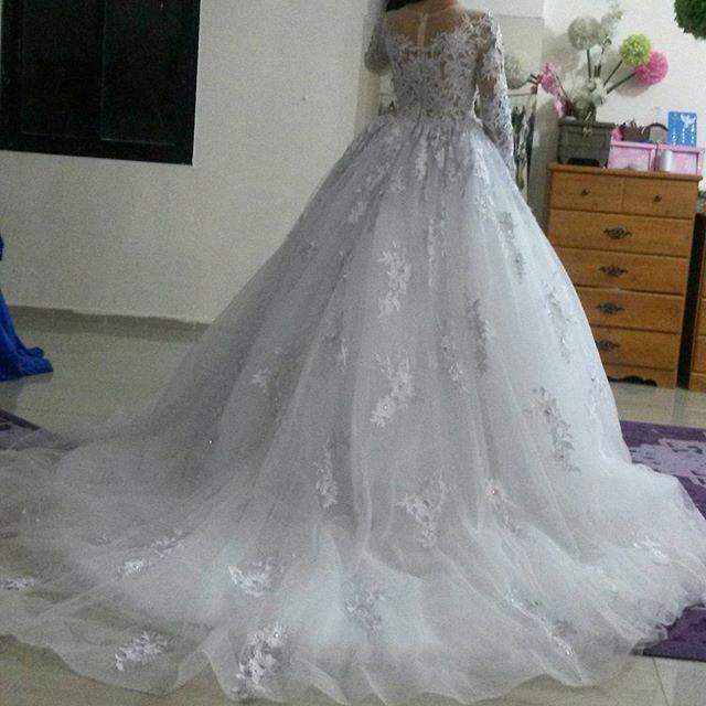 Gorgeous Long Sleeve Lace Princess Dress A-Line Tulle Wedding Dress WE0011