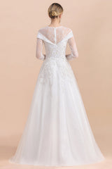 Gorgeous Long Sleeve Lace Wedding Dress | Appliques Bridal Gowns With Beadings
