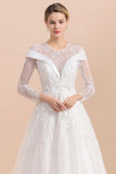 Gorgeous Long Sleeve Lace Wedding Dress | Appliques Bridal Gowns With Beadings