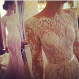 Gorgeous Long Sleeve Mermaid Wedding Dress Latest Lace Applique Custom Made Bridal Gown