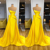 Gorgeous Long Yellow A-line Sequined Sleeveless Prom Dress