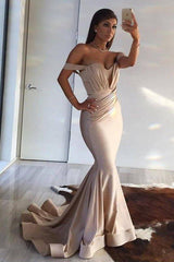 Gorgeous Mermaid Sleeveless Off-the-Shoulder Ruffles Spandex Prom Dresses