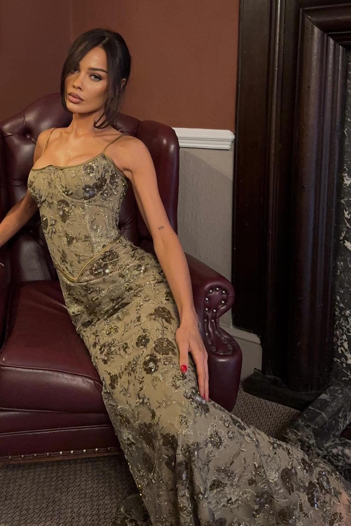 Gorgeous Mermaid Spaghetti Straps Green Lace Long Prom Dress With Appliques Formal Evening Gown