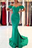 Gorgeous Off The Shoulder Green Lace Ruffles Mermaid Prom Dresses