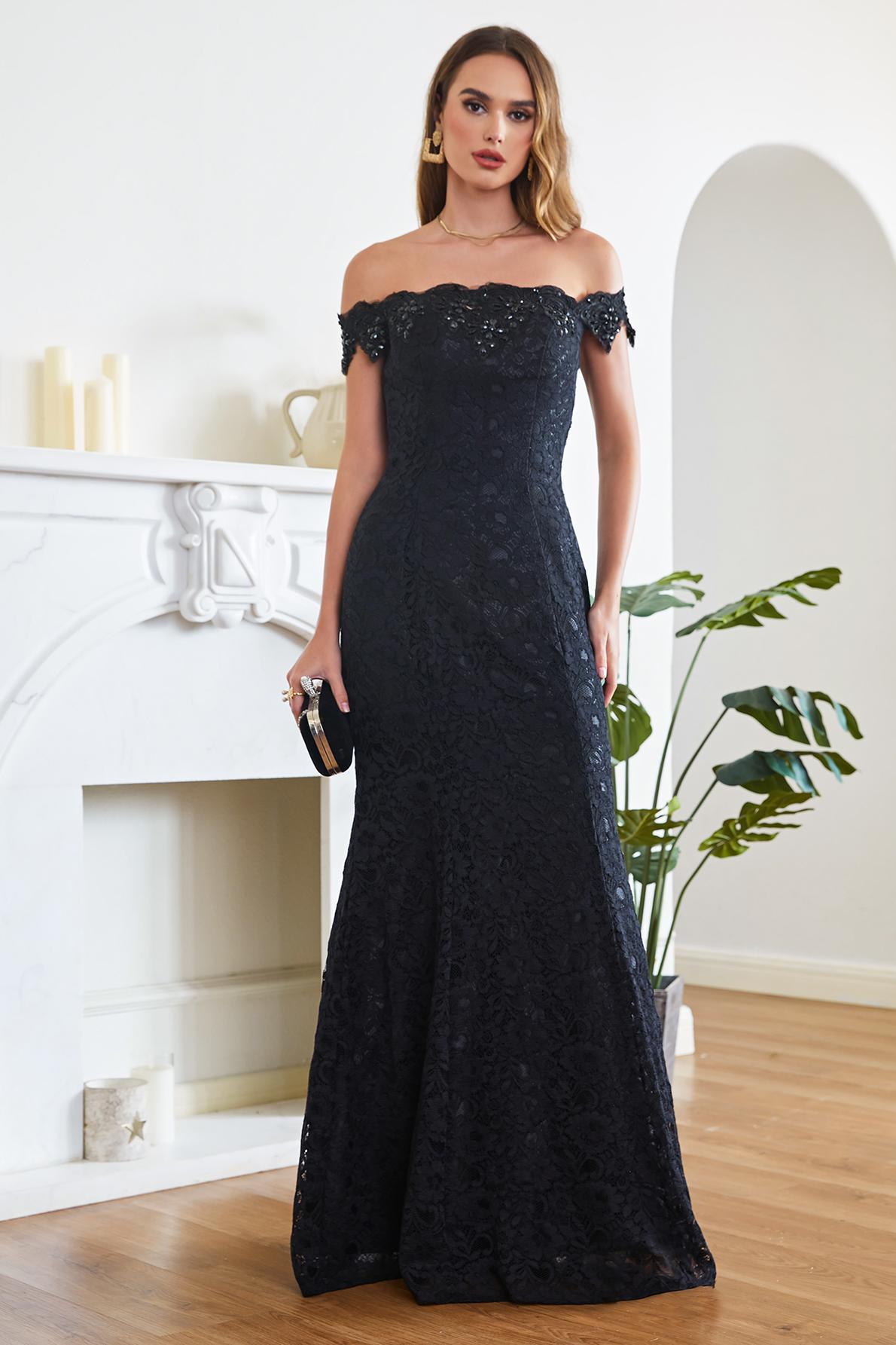 Gorgeous Off-the-Shoulder Lace Evening Dress Mermaid Long