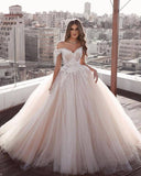 Gorgeous Off-the-shoulder A-line Ball Gown Wedding Dress with Lace