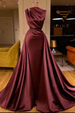 Gorgeous One Shoulder Burgundy Red Ruffles Prom Dress Long