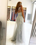 Gorgeous One Shoulder Tulle Lace Ruffles Prom Dresses Mermaid Evening Dresses