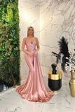 Gorgeous Pink Spaghetti Straps Sleeveless Mermaid Floor-Length Prom Dresses