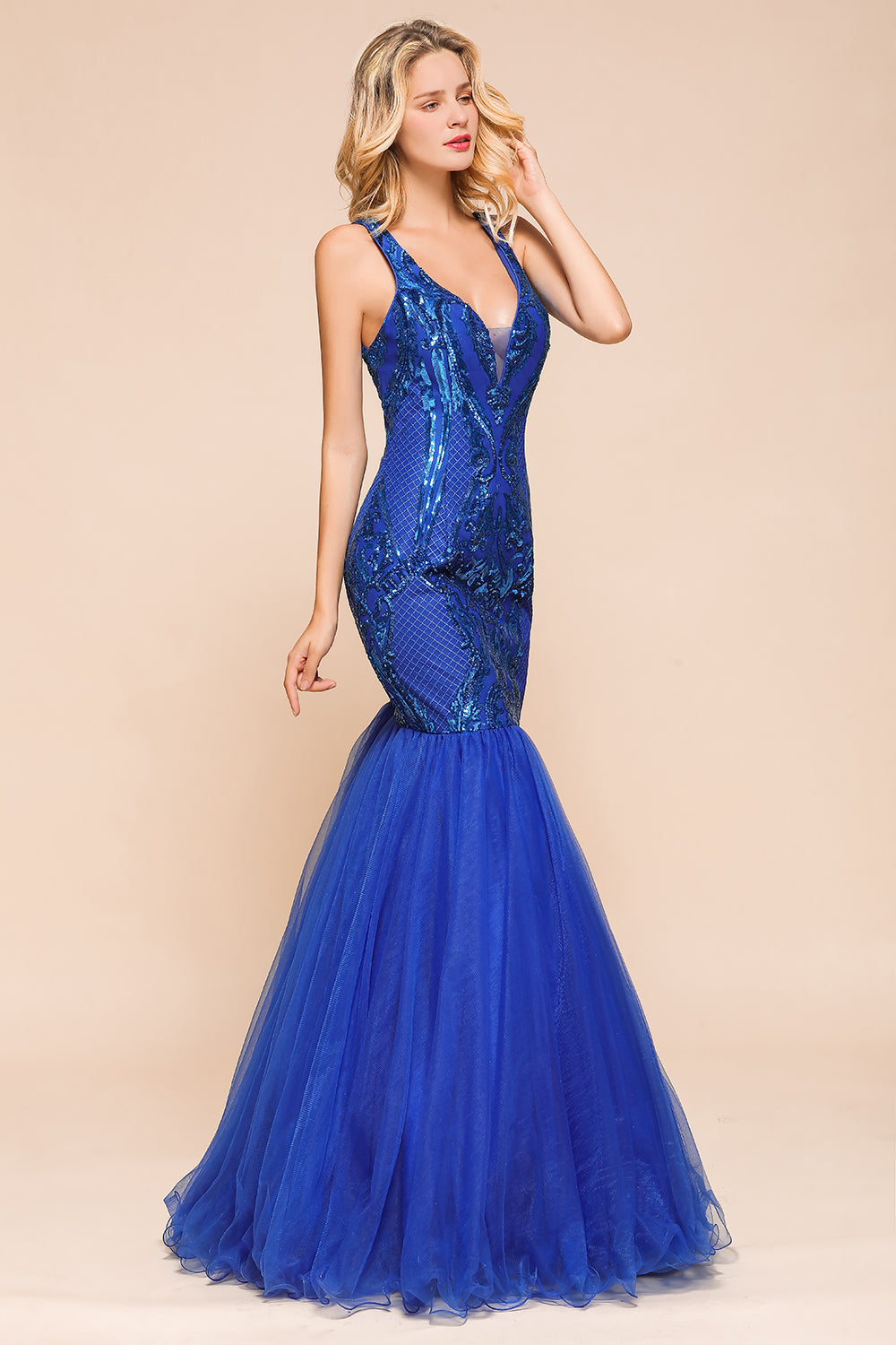 Gorgeous Royal Blue Mermaid Prom Dress | Long Sequins Evening Party Gowns