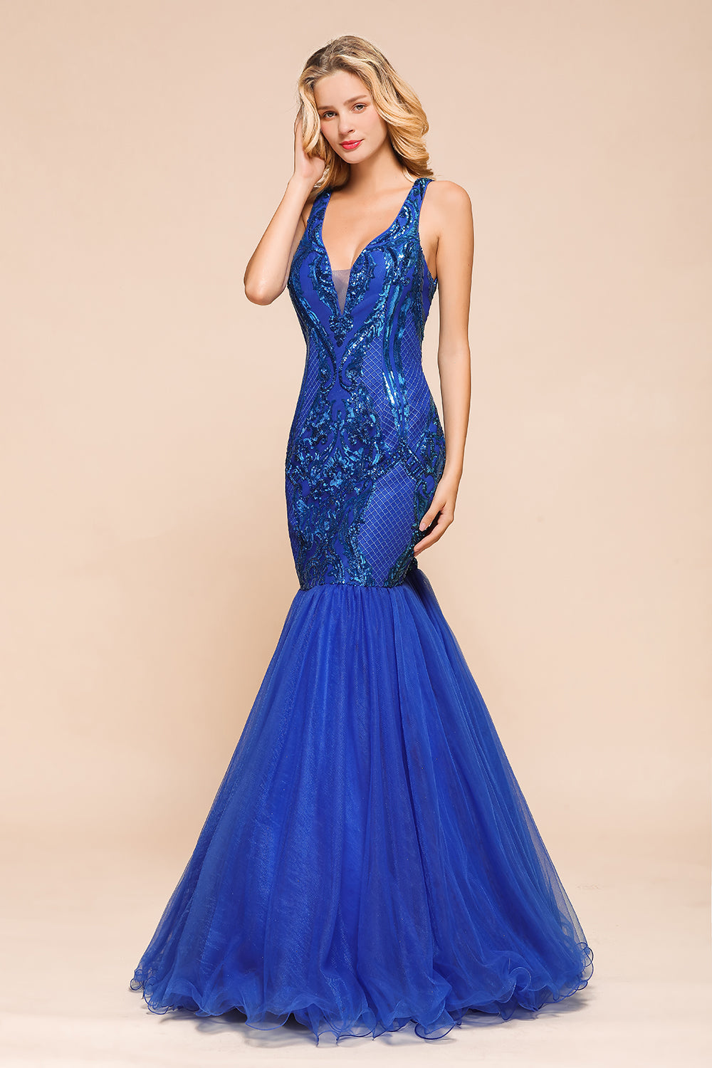 Gorgeous Royal Blue Mermaid Prom Dress | Long Sequins Evening Party Gowns