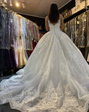 Gorgeous Sleeveless White Tulle Lace Ruffles Ball Gown Wedding Dresses