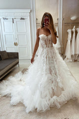 Gorgeous Spaghetti-Straps Appliques Bridal Dresses Long On Sale