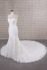 Gorgeous Spaghetti Straps Mermaid Wedding Dress | With Appliques Ivory Sleeveless Bridal Gowns