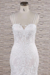 Gorgeous Spaghetti Straps Mermaid Wedding Dress | With Appliques Ivory Sleeveless Bridal Gowns