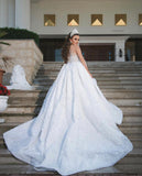 Gorgeous Sweeteart half Sleeves Beads Ball Gown Wedding Dress