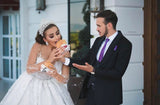 Gorgeous Sweeteart half Sleeves Beads Ball Gown Wedding Dress