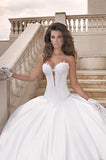 Gorgeous Sweetheart Satin Bridal Dresses  White Applique Chapel Train Ball Gowns