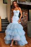 Gorgeous Sweetheart Sleeveless Ruffles Prom Dresses | Mermaid Tulle Floor-Length Evening Dresses