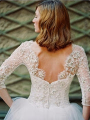 Gorgeous White Tulle Crystal Bridal Gown with Beadings Latest Zipper Floor Length Wedding Dress