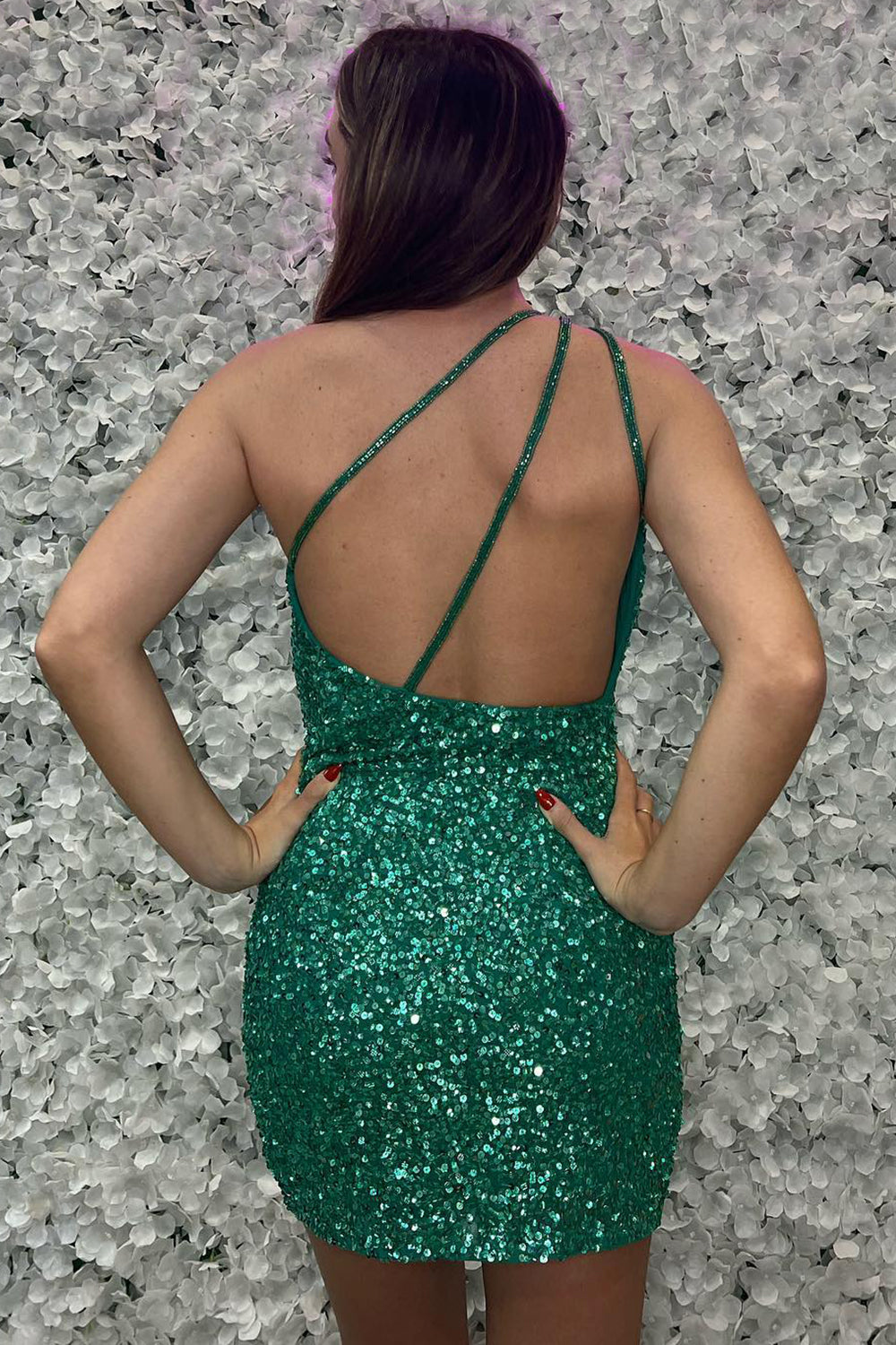 Green Homecoming Dresses Backless Tight Short Cocktail Dresses With Sequin