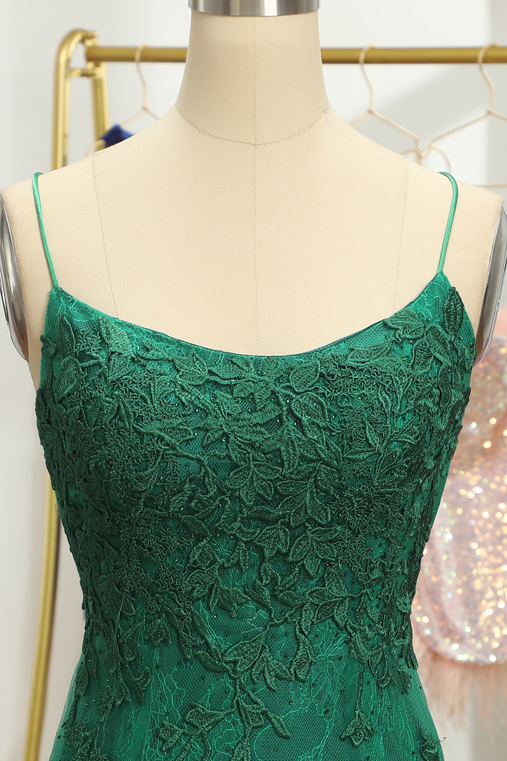 Green Homecoming Dresses Lace Tight Prom Dress