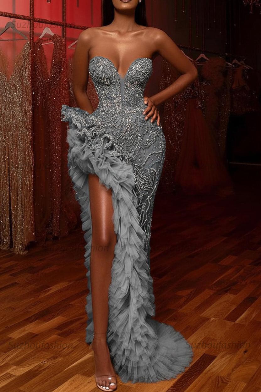 mermaid 2018 prom dresses 2018 Floor Length embroidered Prom mermaid Dress with Fishtail – Frugal  Mughal