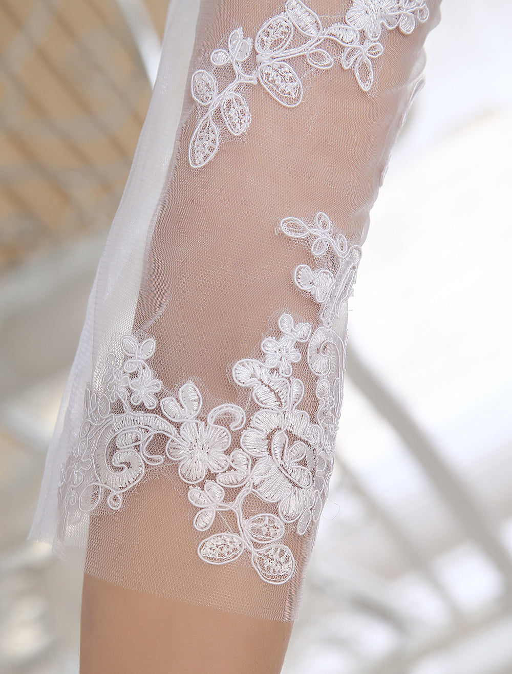 Half Sleeves Jewel Tulle Lace Knee-Length Ruffles Beach Wedding Dresses