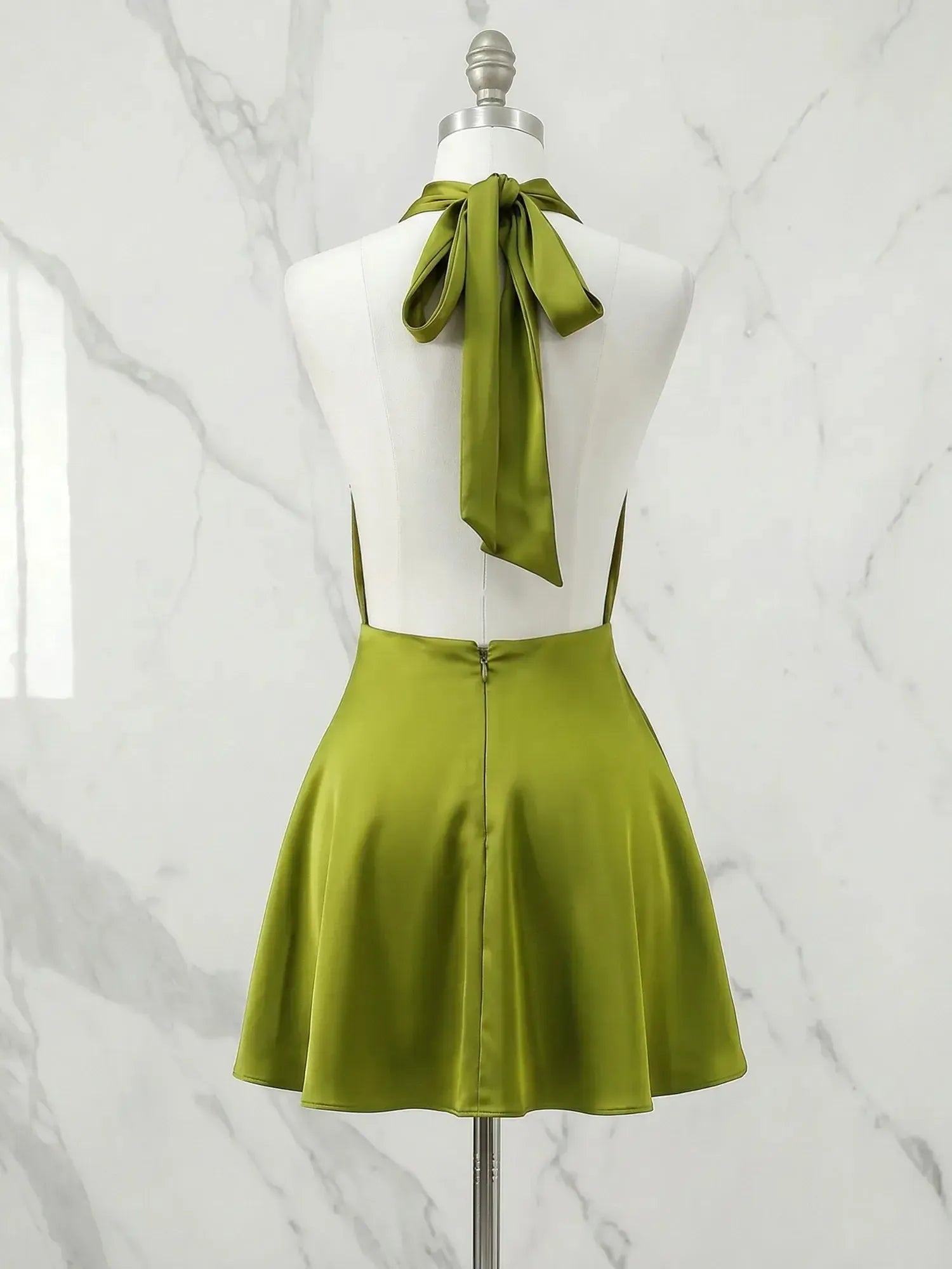 Halter Cowl Neck Satin Homecoming Dresses Mini Cocktail Dress