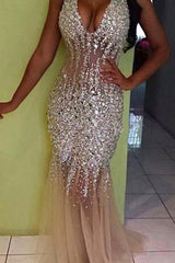 Halter Crystal Mermaid Party Dress Sparkly Rhinestone Evening Gown CE0166