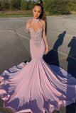 Halter Sweetheart Beading Sleeveless Floor-length Mermaid Prom Dresses