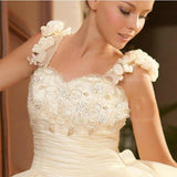Hi-lo Wedding Dresses Straps Sleeveless Organza Buff Sweep Train Appliques Sequins Sheath Gorgeous Bridal Gowns