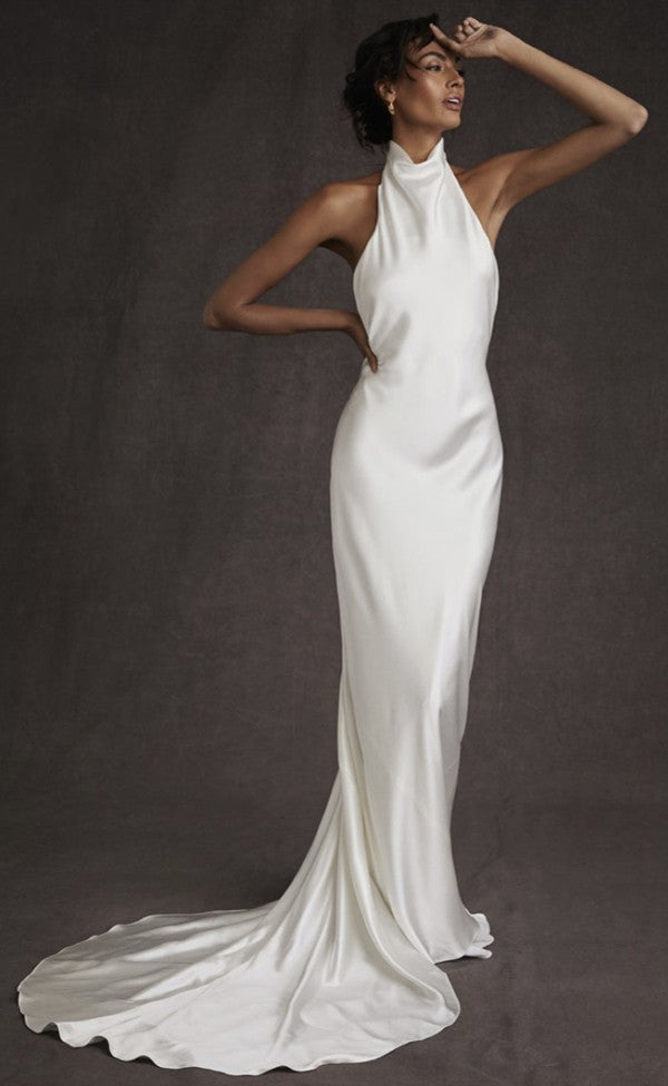 High Neck Beach Wedding Dress Mermaid Backless Beach Bridal Gown High Neck Beach Wedding Dress Mermaid Backless Beach Bridal Gown