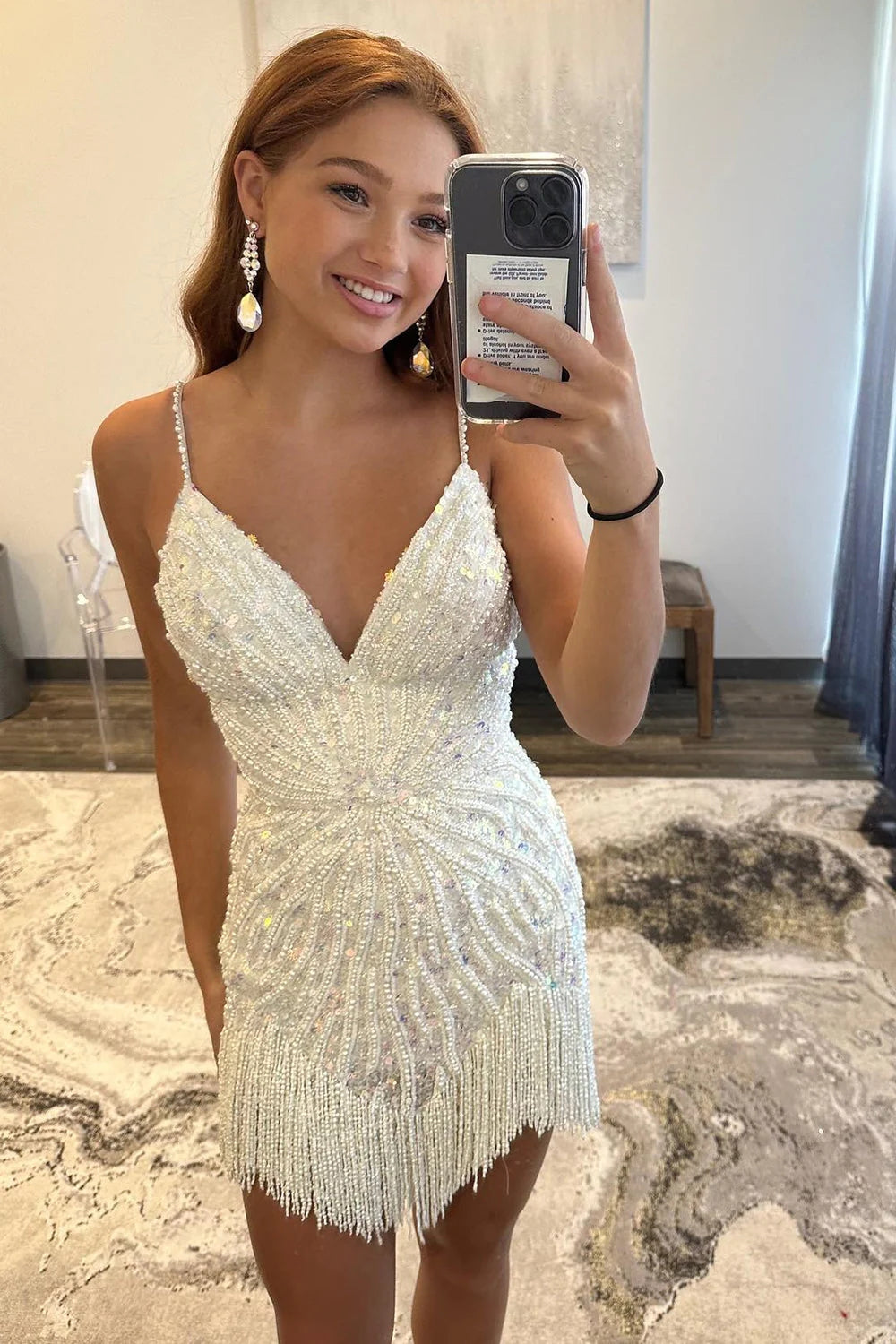 Homecoming Dresses Beaded Tight Short Cocktail Dresses with Fringes