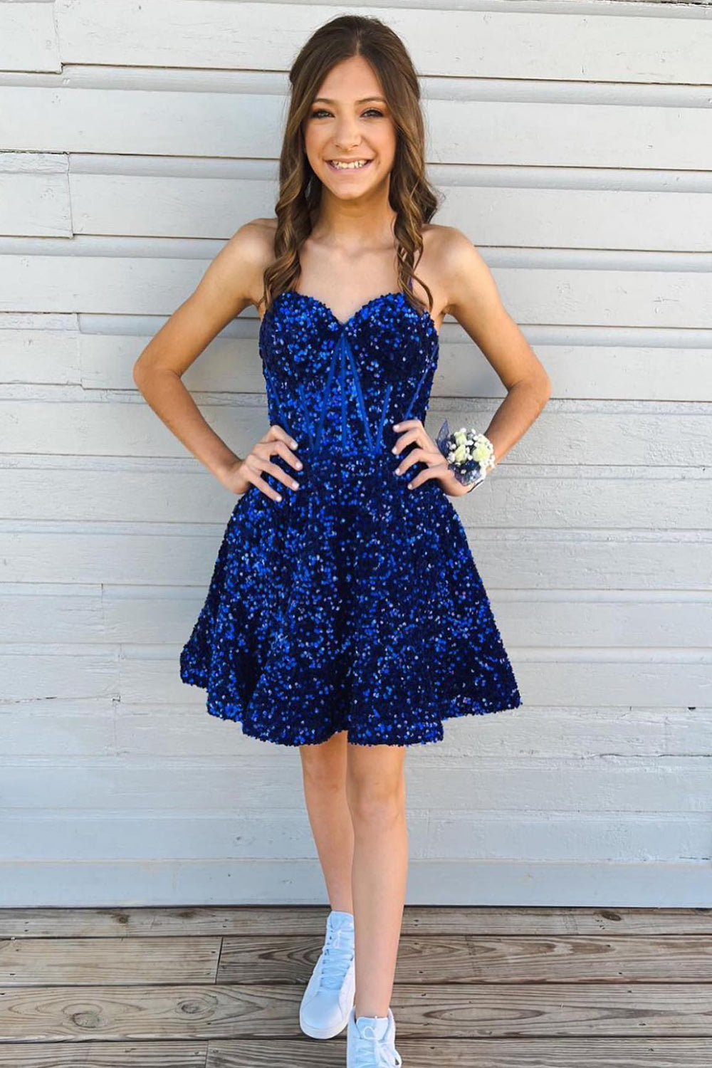 Homecoming Dresses Corset Sweetheart A-Line Short Cocktail Dresses with Pockets