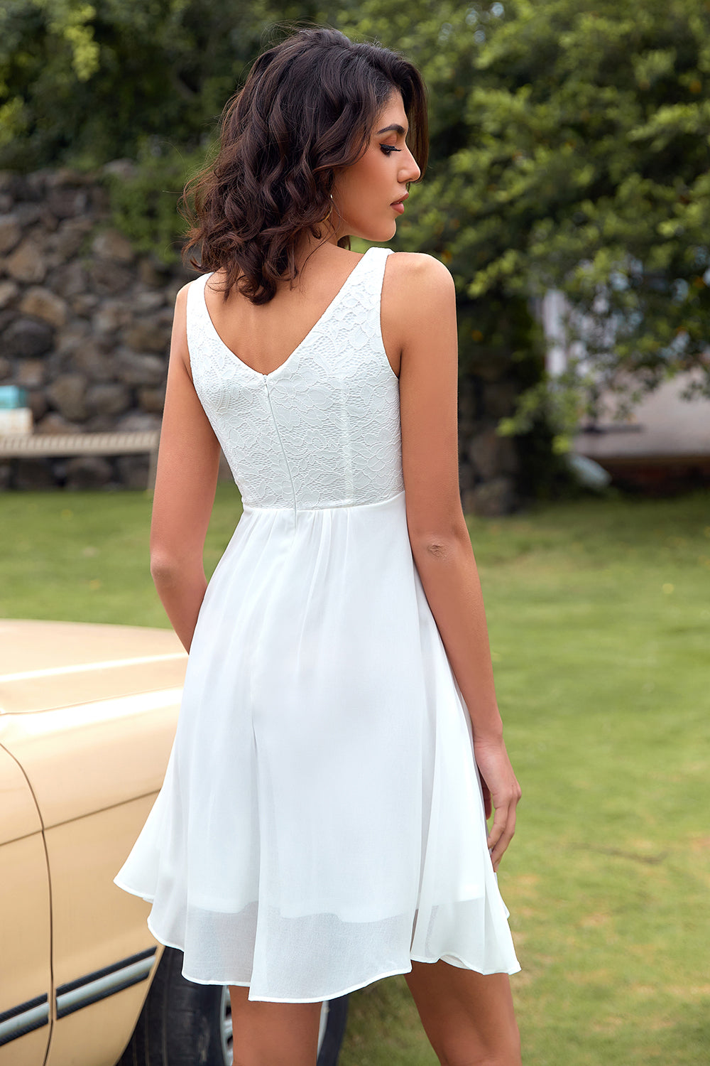 Homecoming Dresses Short Lace Chiffon Graduation Dress