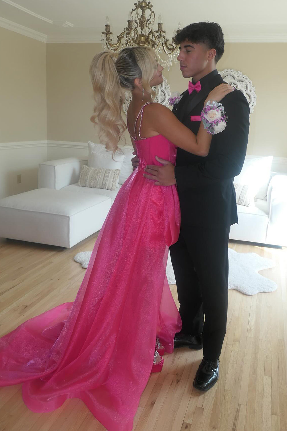 Hot Pink Homecoming Dress Spaghetti Straps High Low Prom Dress Suzhoufashion Hot Pink Homecoming Dress Spaghetti Straps High Low Prom Dress Suzhoufashion