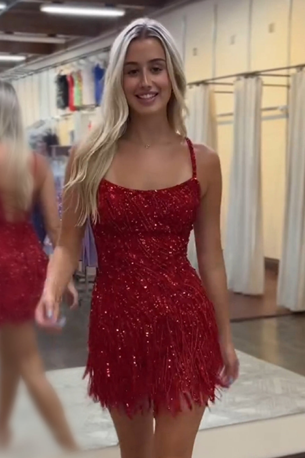 sachin and babi light blue dress Suzhoufashion Hot Pink Homecoming Dresses Spaghetti Straps Sequin Fringed  Tight Short Hoco Dress – suzhoufashion
