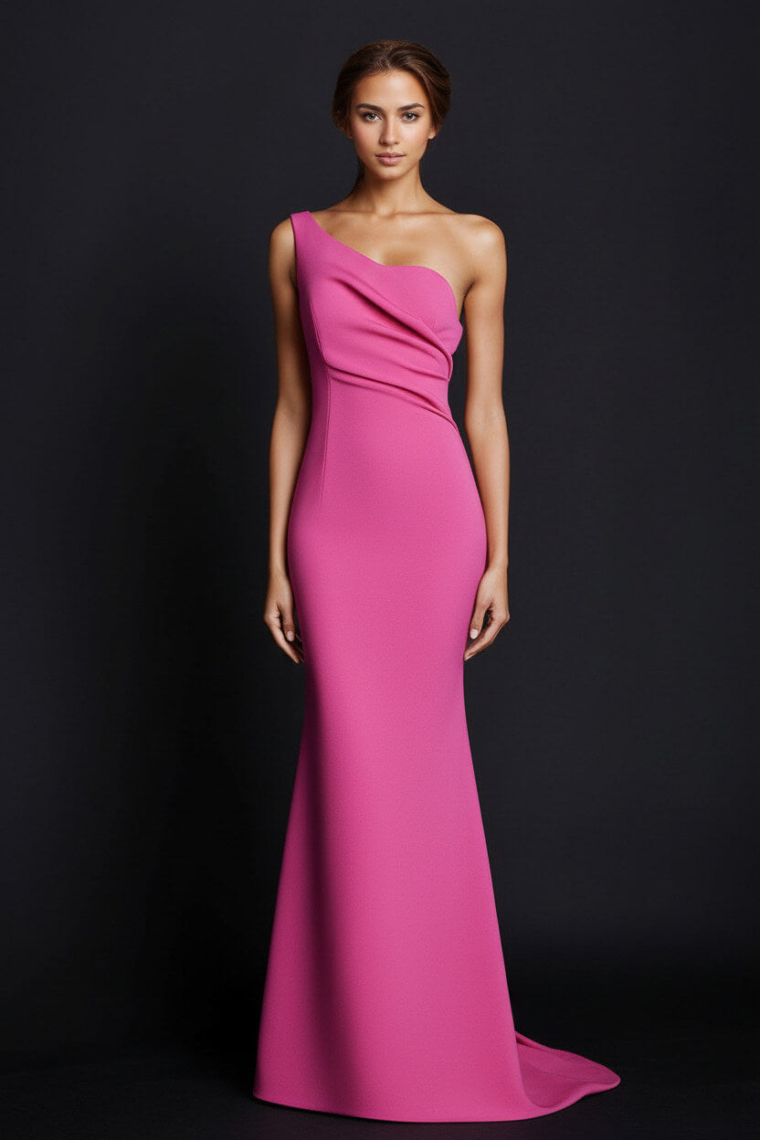 One Shoulder Khaki Wedding Guest Dress Mermaid Long Formal Dress